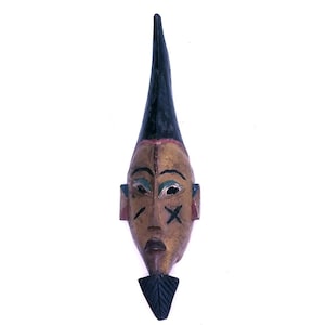 African Baule Mask Hand Carved In Ivory Coast, Vintage Baule Tribe Wood Mask - 23&quot; Tall