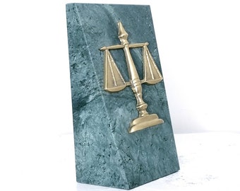 Two Justice Figurines Bookends law firm Book Stand Vintage Style Jura 
