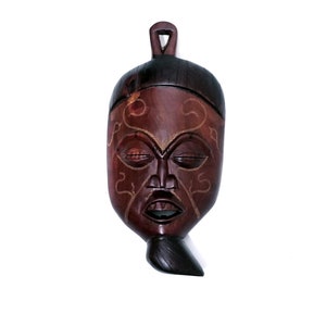 Hand Carved African Wood Mask: Masai Home Decor from Kenya