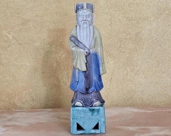 Vintage Sancai Porcelain Immortal Statue: Chinese Ba Xian Figure