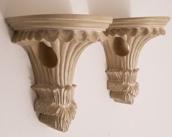 Shelf Sconces For Wall, Pair of Neoclassical Style Wall Sconces, Vintage Wall Shelves, Set of 2