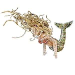 Beaded Blonde Mermaid Sculpture - Nautical Arts and Gifts