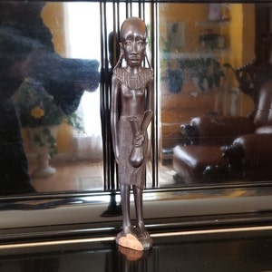 Carved African Folk Art Sculpture Metal and Wood Vintagesouthwest 23 Tall Hand Crafted Fertility Statue African Art