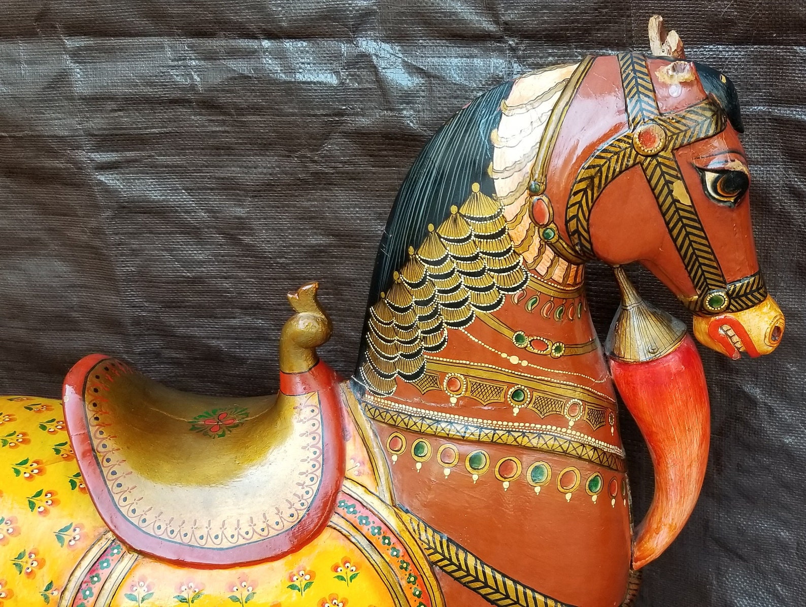 Large Horse Statue Vintage Wooden Show Horse Colorful Wooden Etsy