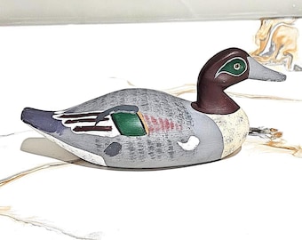 Hand-Carved Wooden Duck Decoy 12.75" Vintage Folk Art