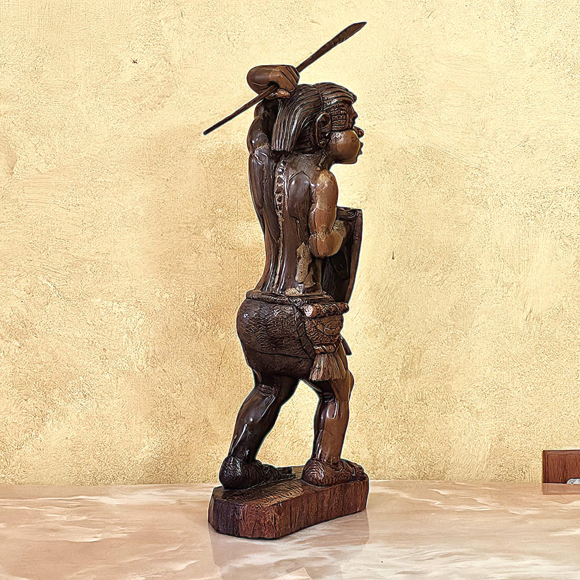 Hand-carved Igorot Warrior Statue – Vintage Filipino Wood