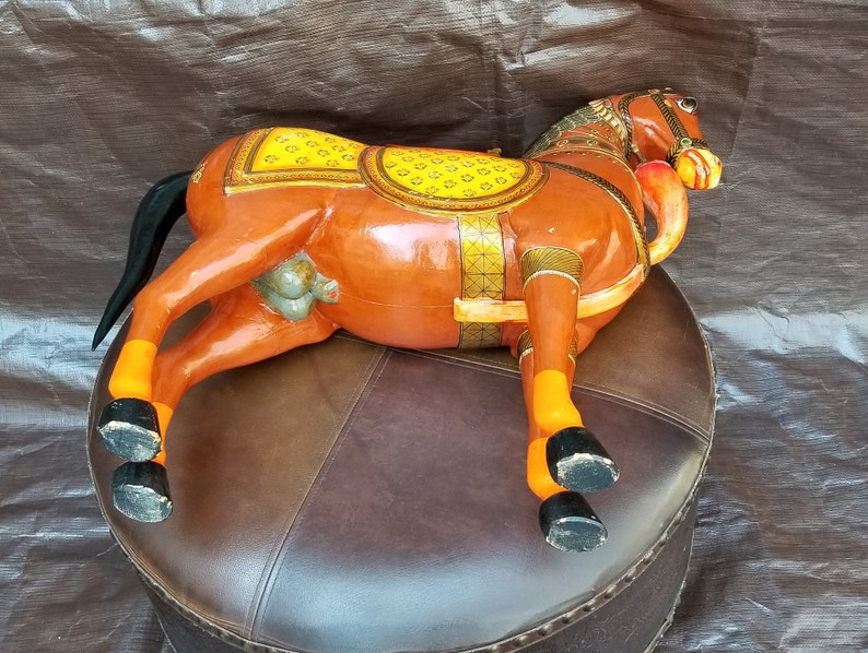 Large Horse Statue Vintage Wooden Show Horse Colorful Wooden Etsy