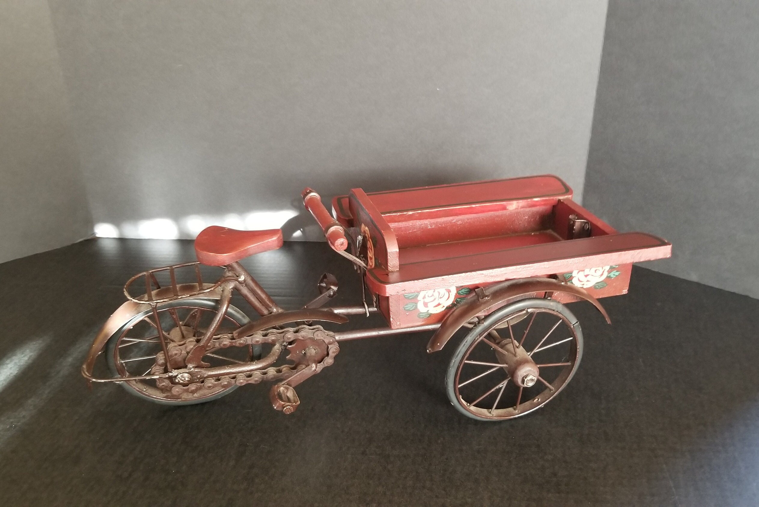 Vintage Tricycle Cart With Rolling Wheels Etsy