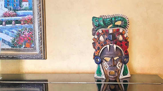 Aztec Jaguar & Lizard Mask: Handcrafted Mexican Wood Art - Etsy