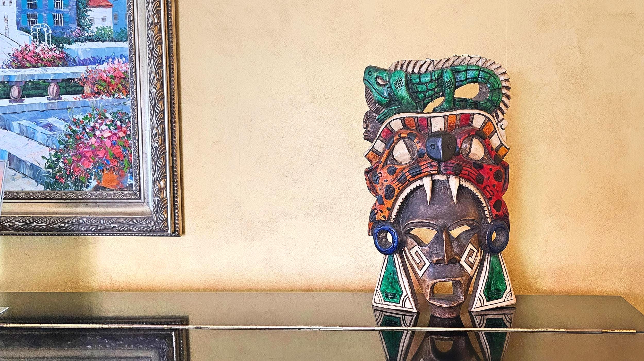 Aztec Jaguar & Lizard Mask: Handcrafted Mexican Wood Art - Etsy
