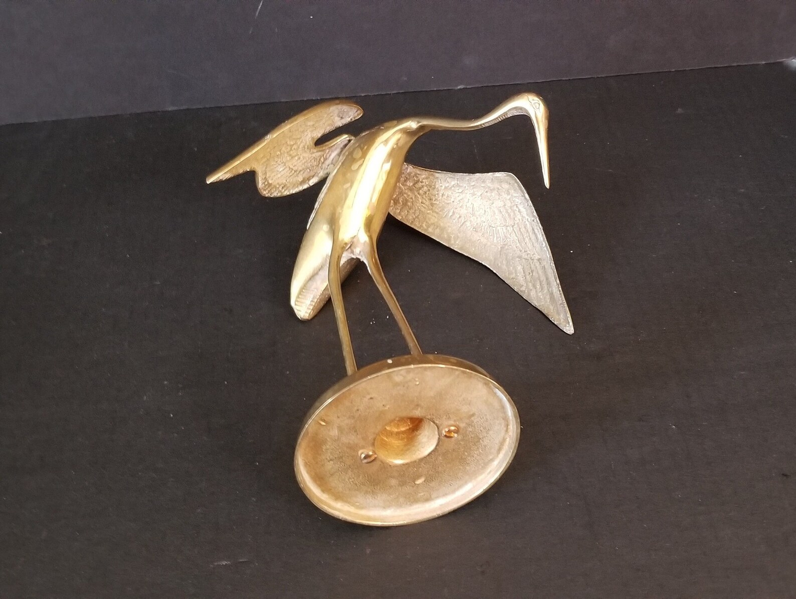 Vintage Solid Brass Great Egret Statue Dancing Egret Etsy