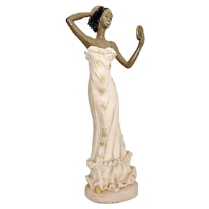 Vintage Resin Woman Figurine: White Dress, Tabletop Decor