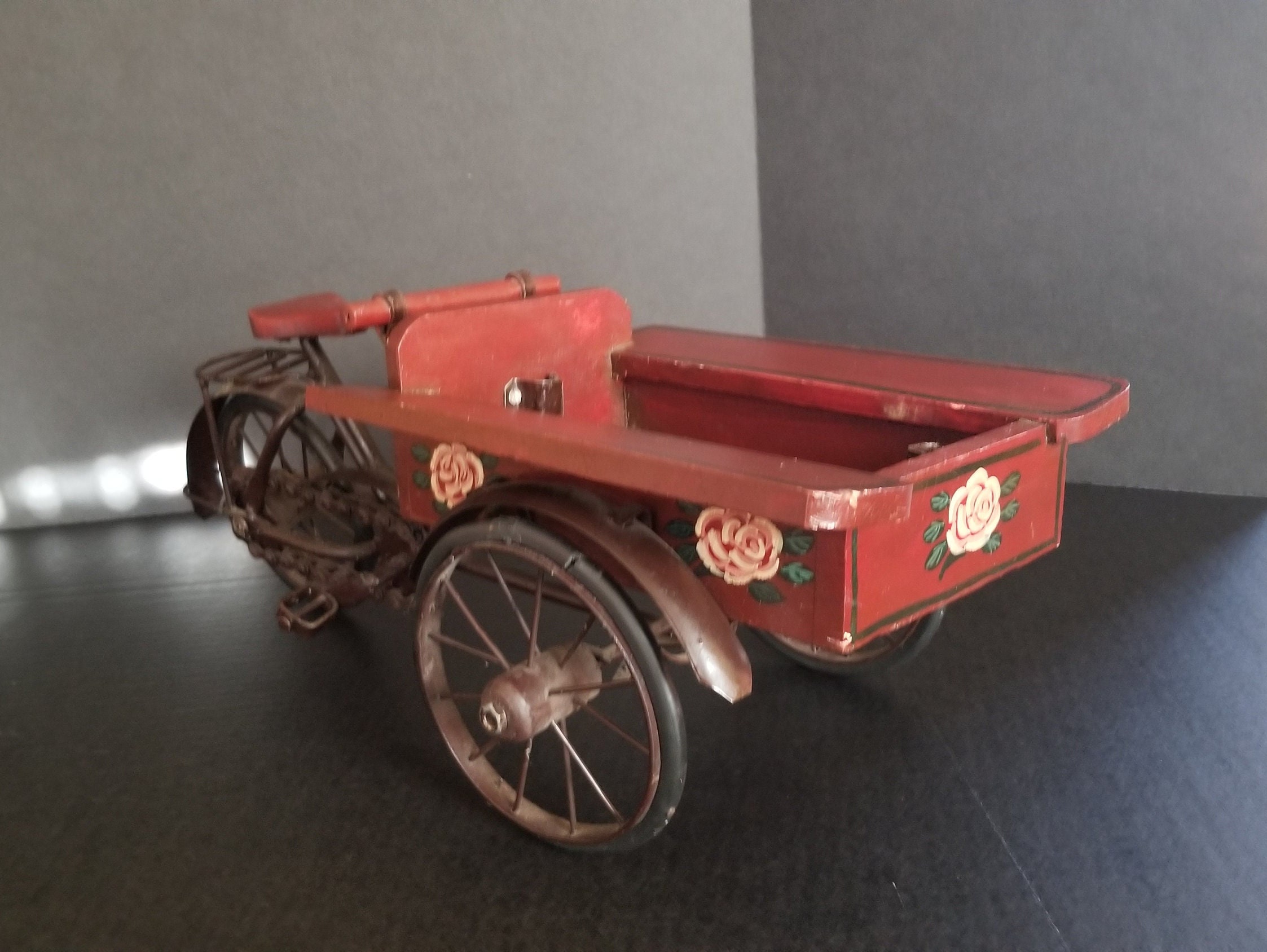 Vintage Tricycle Cart With Rolling Wheels Etsy