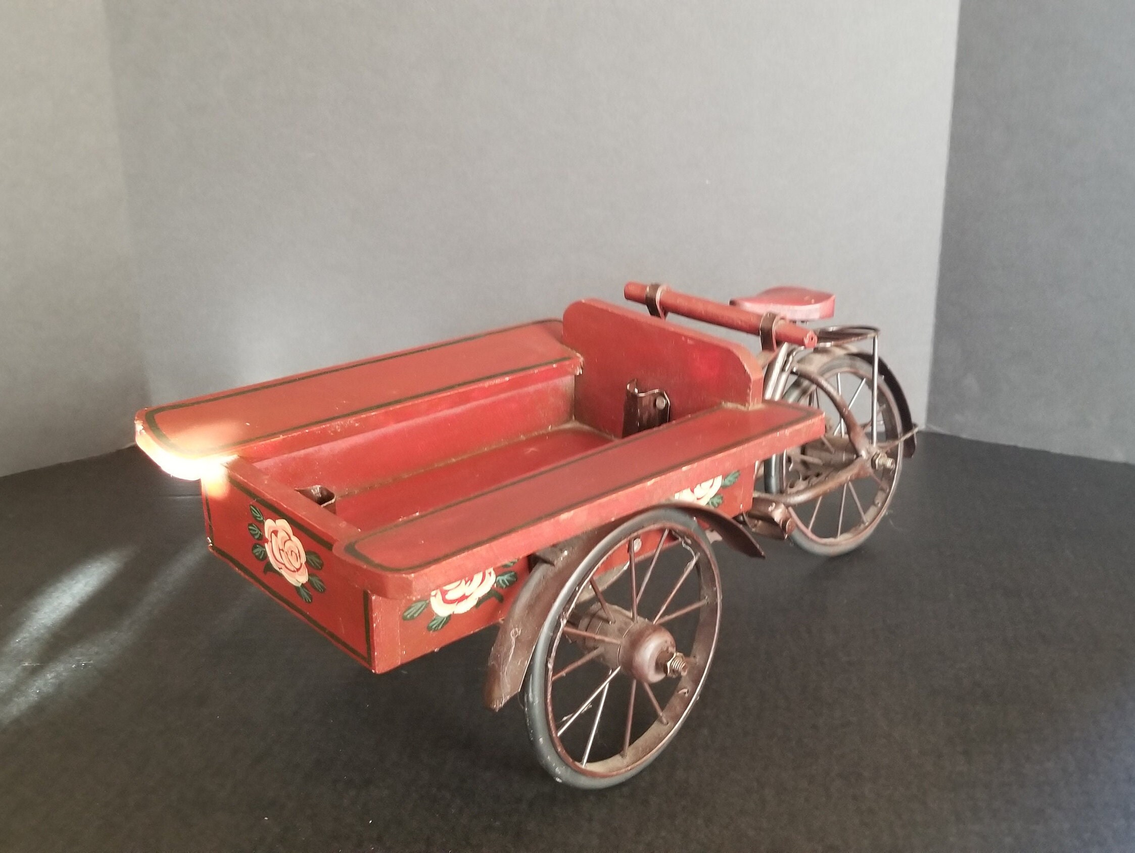 Vintage Tricycle Cart With Rolling Wheels Etsy