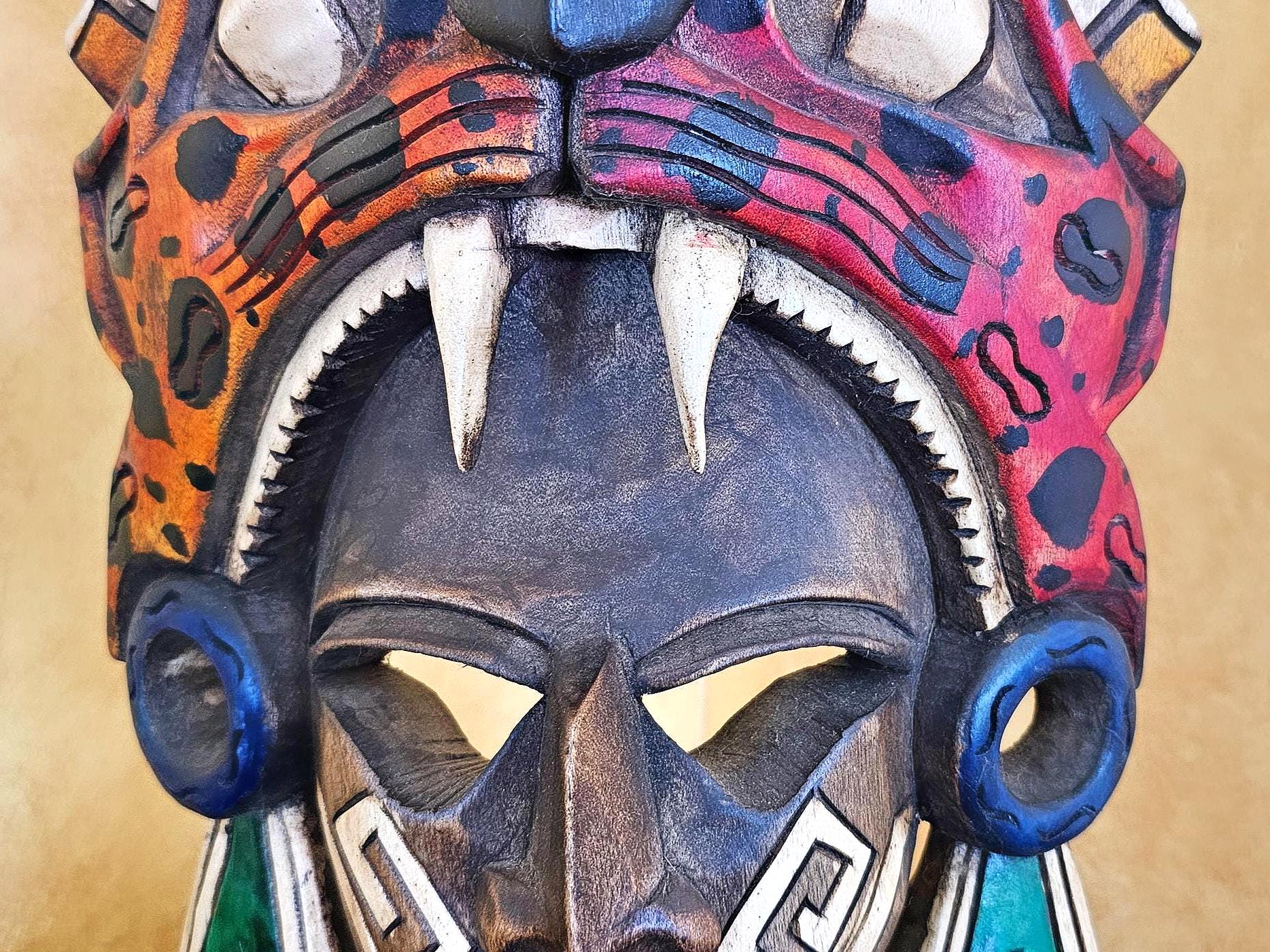 Aztec Jaguar & Lizard Mask: Handcrafted Mexican Wood Art - Etsy