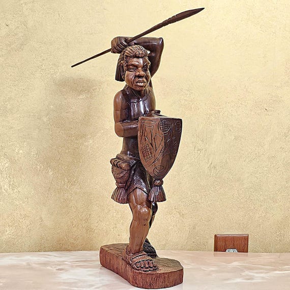 Hand-carved Igorot Warrior Statue – Vintage Filipino Wood