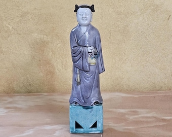 Vintage Sancai Porcelain Female Figure: Chinese Ba Xian Immortal Statue