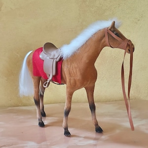Felt Horse Sculpture with Western Saddle: Cowboy Mustang Figurine