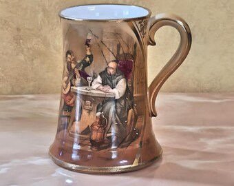 Vintage Sevres Porcelain Mug: Hand Painted Gold Rimmed Cup