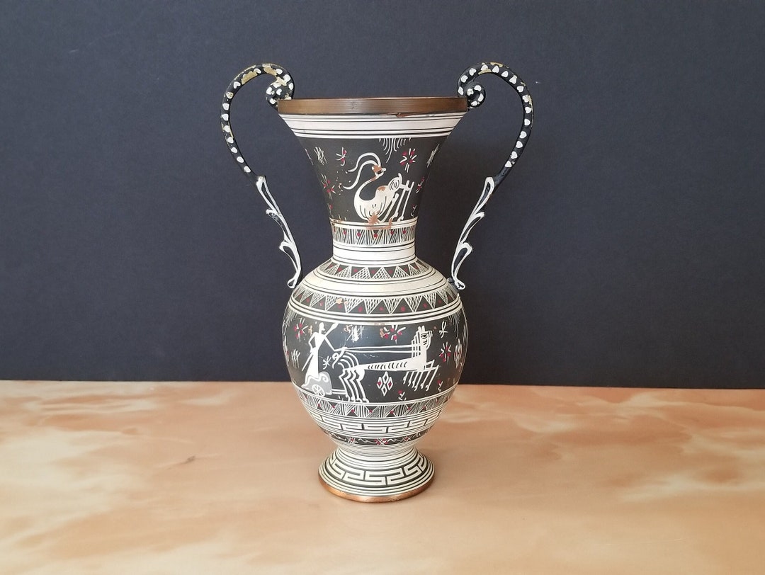 Copper Vase Handcrafted in Greece Centerpiece Decor Etsy