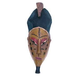 African Baule Mask Hand Carved In Ivory Coast, Vintage Baule Tribe Wood Mask - 22&quot; Tall
