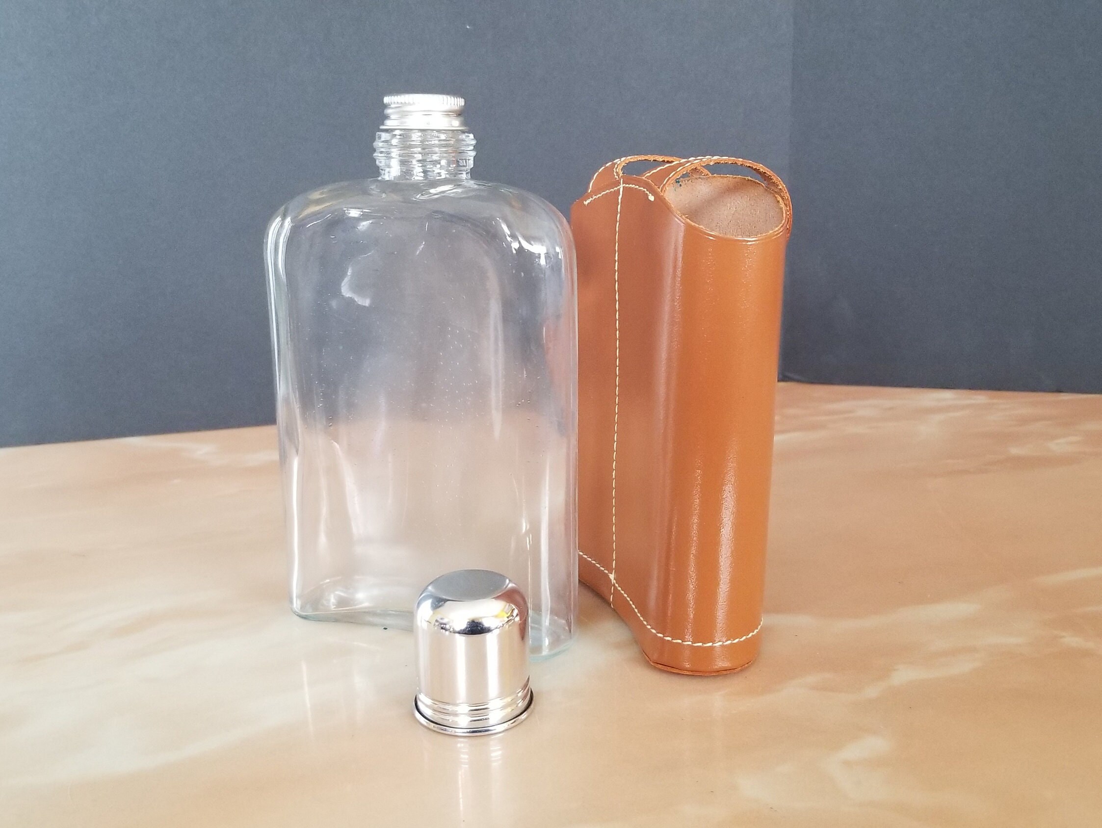 Nip Nip Liquor Bottle in Brown Top Grain Cowhide Pint Sized Etsy