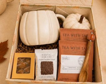 Cozy Fall Gift Box – Mug, Socks, Tea, Sweets, Thanksgiving Care Package