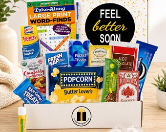 Feel Better Care Package - After Surgery Gift, Hospital Gift Box, Get Well Gift for Men, Recovery Gift Basket, Snack Gift Set