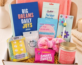 Self Care Gift Box for Teen Girls - Cozy Blanket Gift Set, Spa Gift, Birthday Gift, Back to School Gift, Encouragement Gift