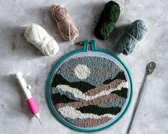 Kit de agujas de perforación de montañas: arte mural de paisaje abstracto DIY