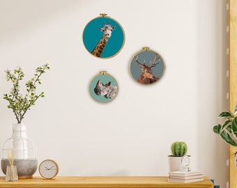 Safari Nursery Wall Art | Polygonal Animals Wall Hanging | Nursery Deco | Rhino Print | Deer Print | Giraffe Print | Jungle Heads Art