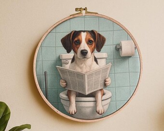 Retrato divertido de mascota personalizado / Arte de pared para baño / Arte de aro personalizado para perro o gato