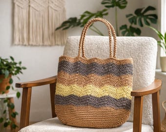 Bolso de playa de ganchillo, bolso bohemio de verano de rafia tejida, bolso de hombro ligero para vacaciones