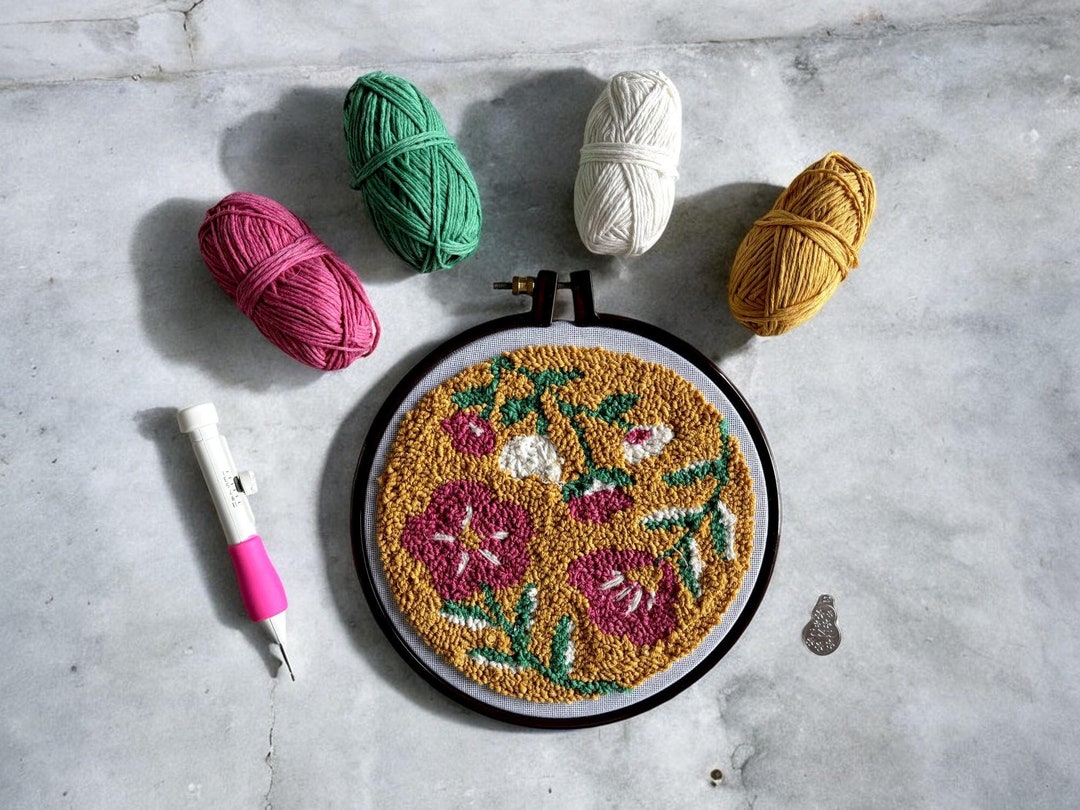Floral Punch Needle Kit | Beginner Punch Needles Kit | Wall Decor DIY ...