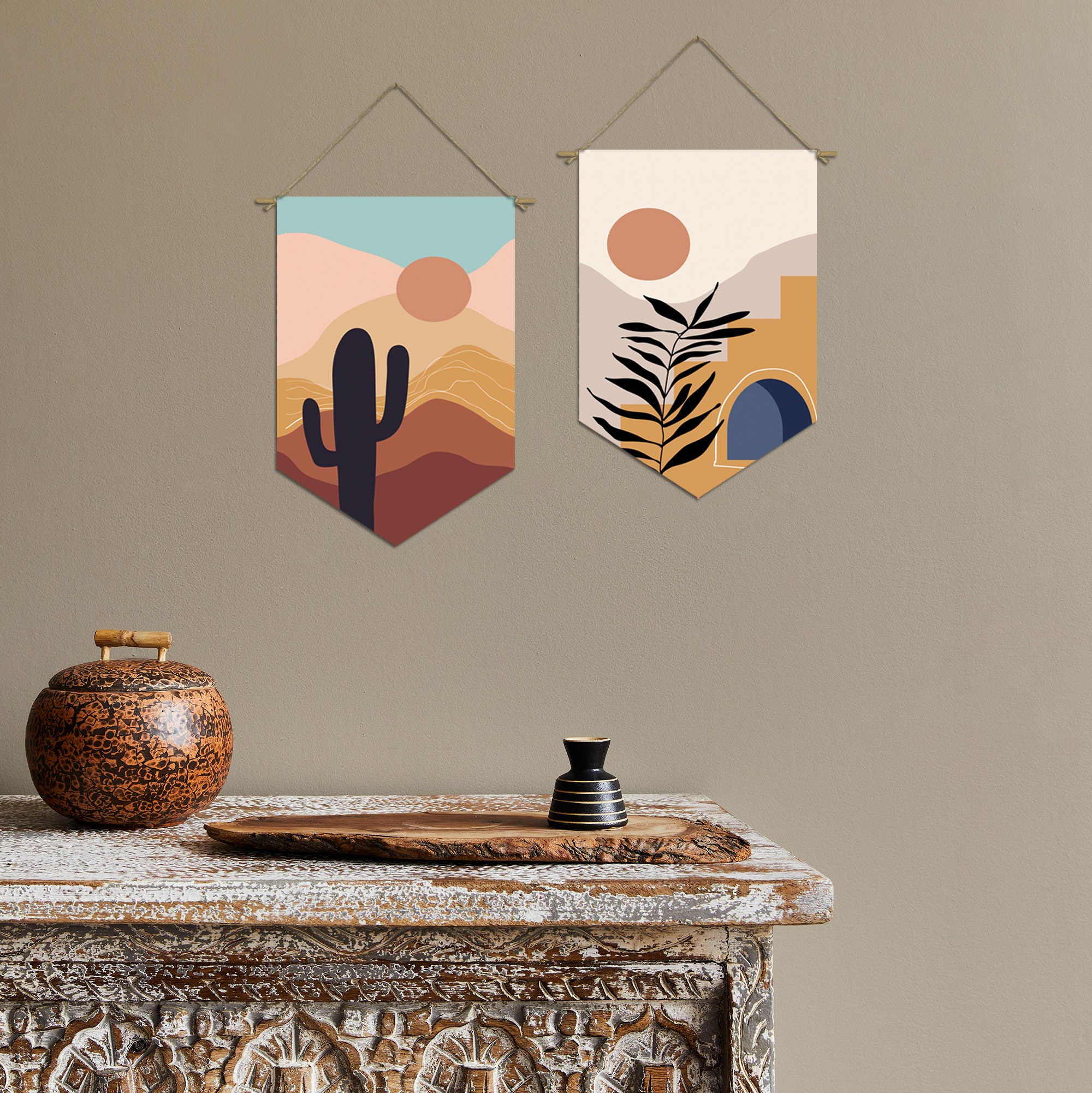 Rising Sun Earthworks Banner Set Boho Sunset Tapestry Etsy