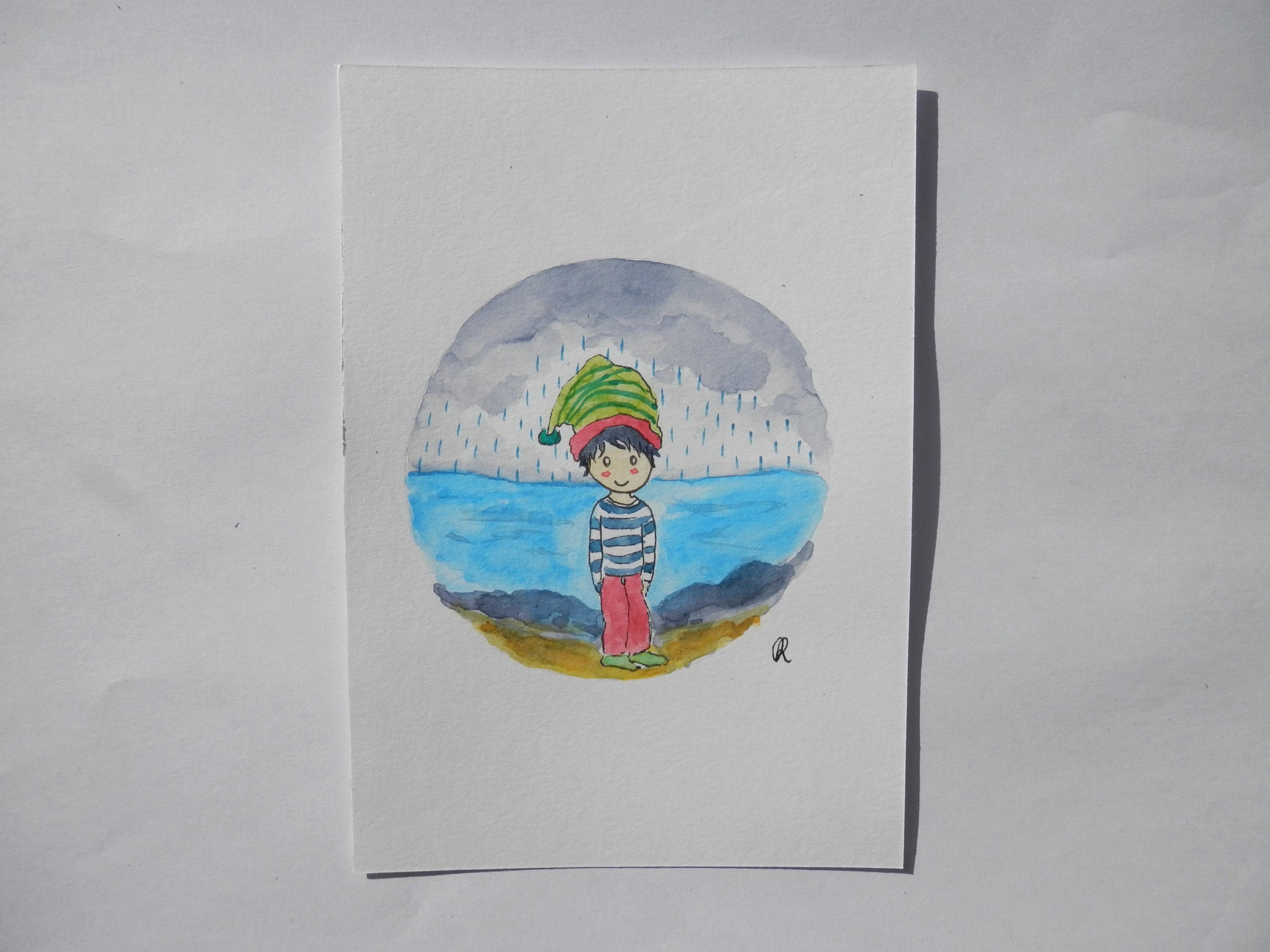 Illustration Carte Lutin en Bretagne/ Illustration Féerique/Illustration Humoristique/Illustration D