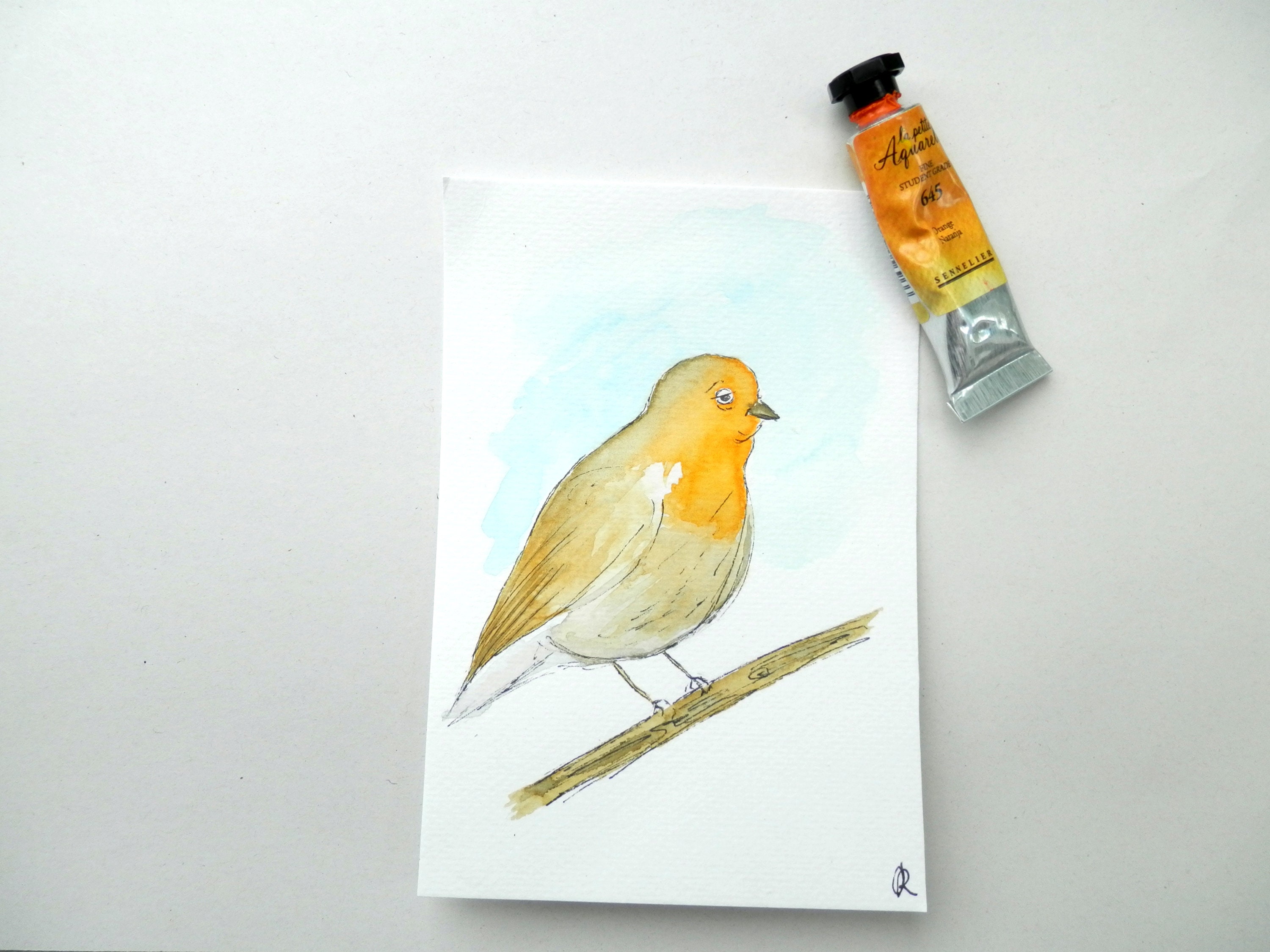 Illustration Carte Oiseau Rouge-Gorge/ Illustration Chambre Enfant/ Carte Originale Pour Enfant