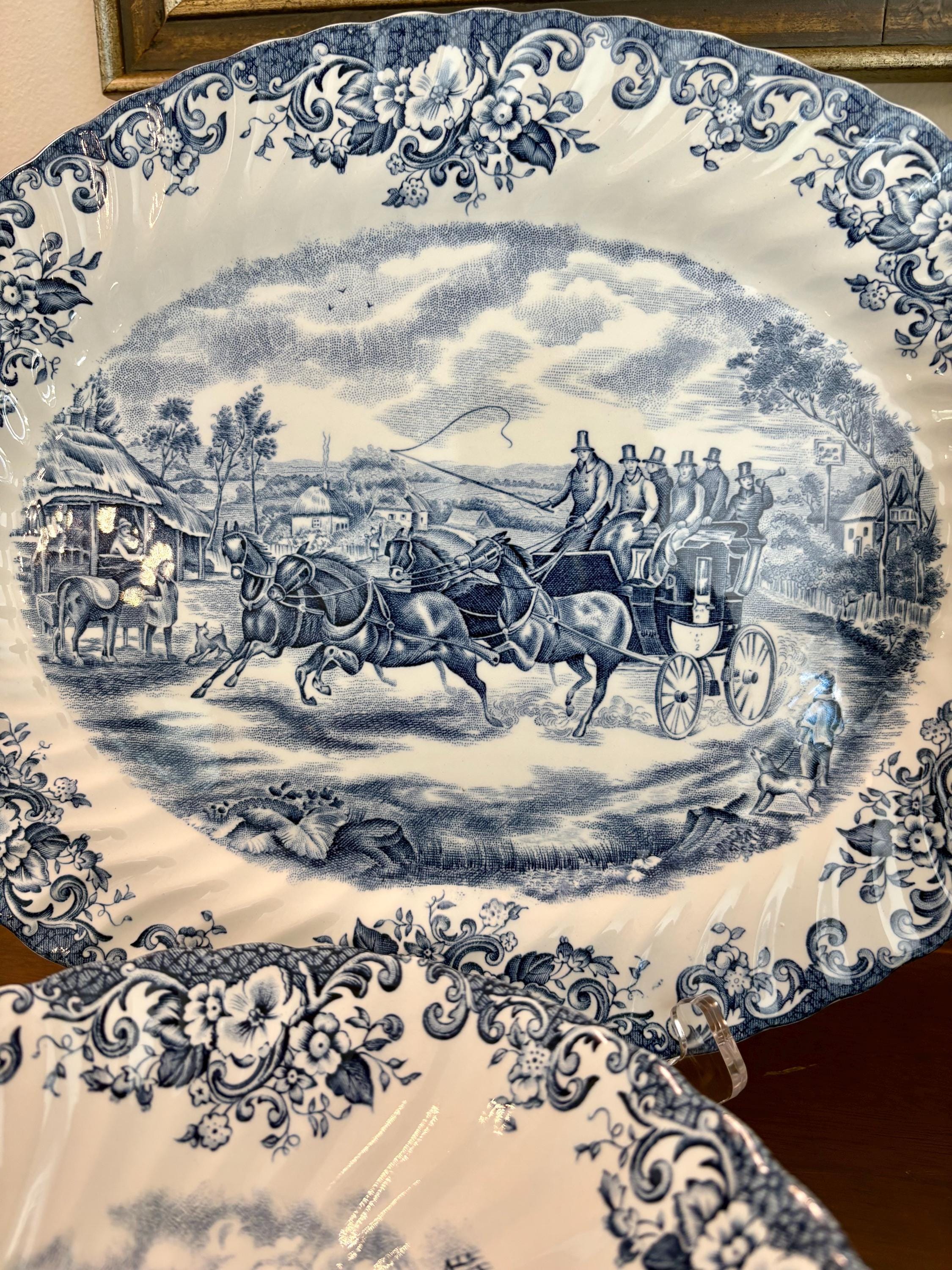Coaching Scenes Blue by Johnson Brothers: Vintage Platters, Bowls