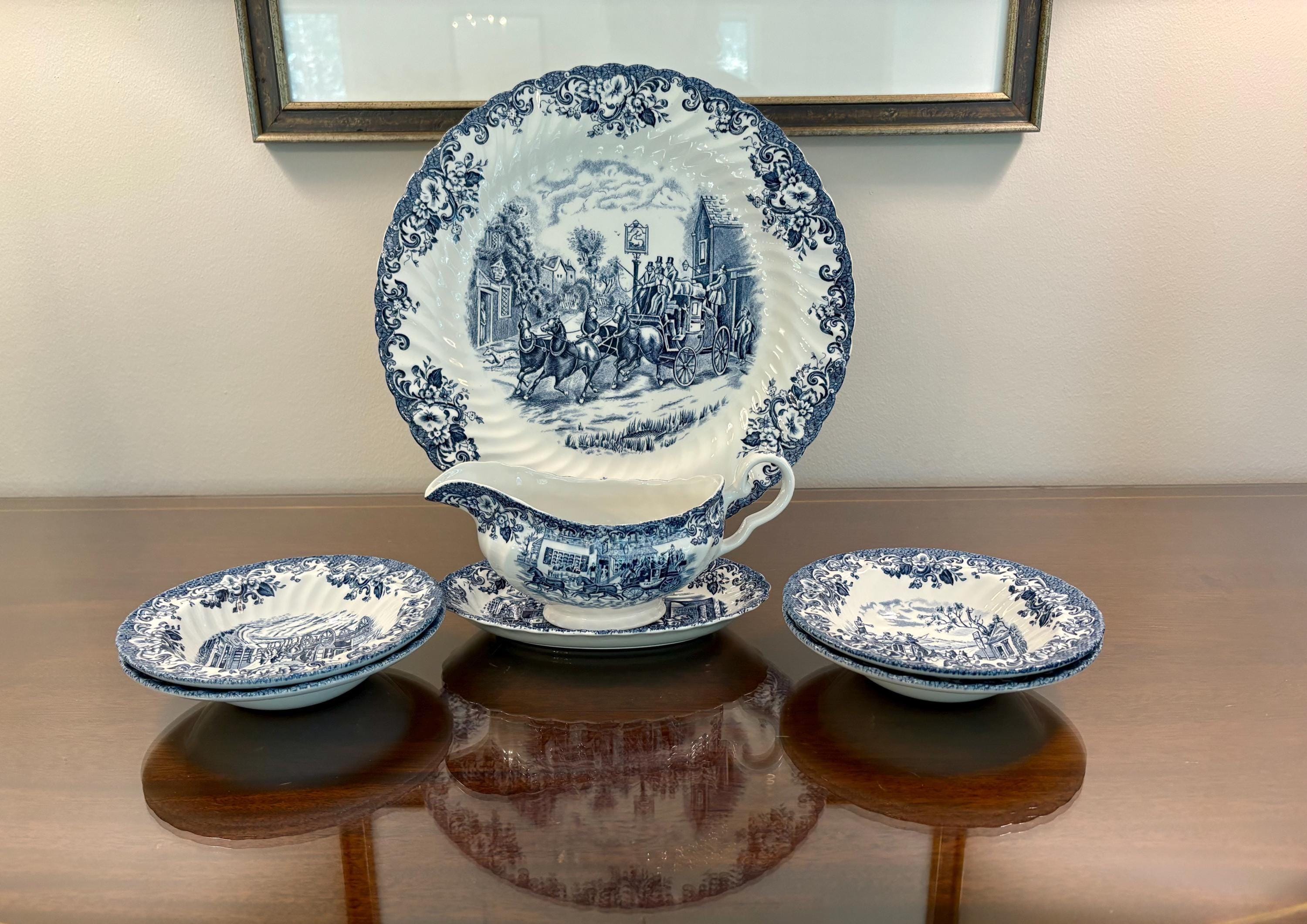 Coaching Scenes Blue by Johnson Brothers: Vintage English Serving