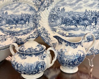 Johnson Brothers Coaching Scenesデザートボウル Coaching Scenes Blue by Johnson Brothers: Vintage Platters, Bowls