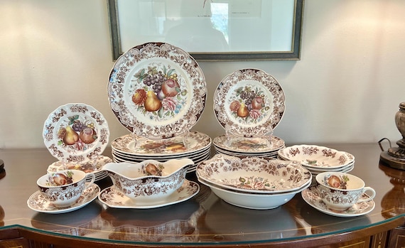 Johnson Brothers Harvest Windsor Fruit: Vintage Plates, Teacup and