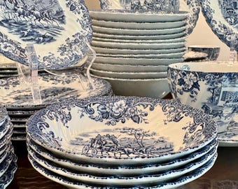 Coaching Scenes Blue by Johnson Brothers: Vintage English