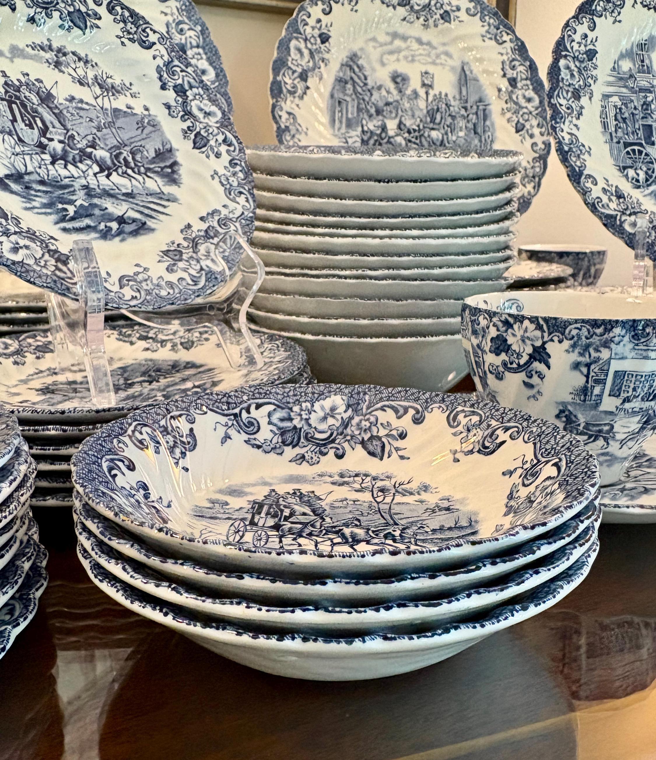 471) ジョンソンブラザーズの「Coaching scenes」4枚セット Amazon.com | Johnson Brothers Blue Coaching Scenes Bread & Butter