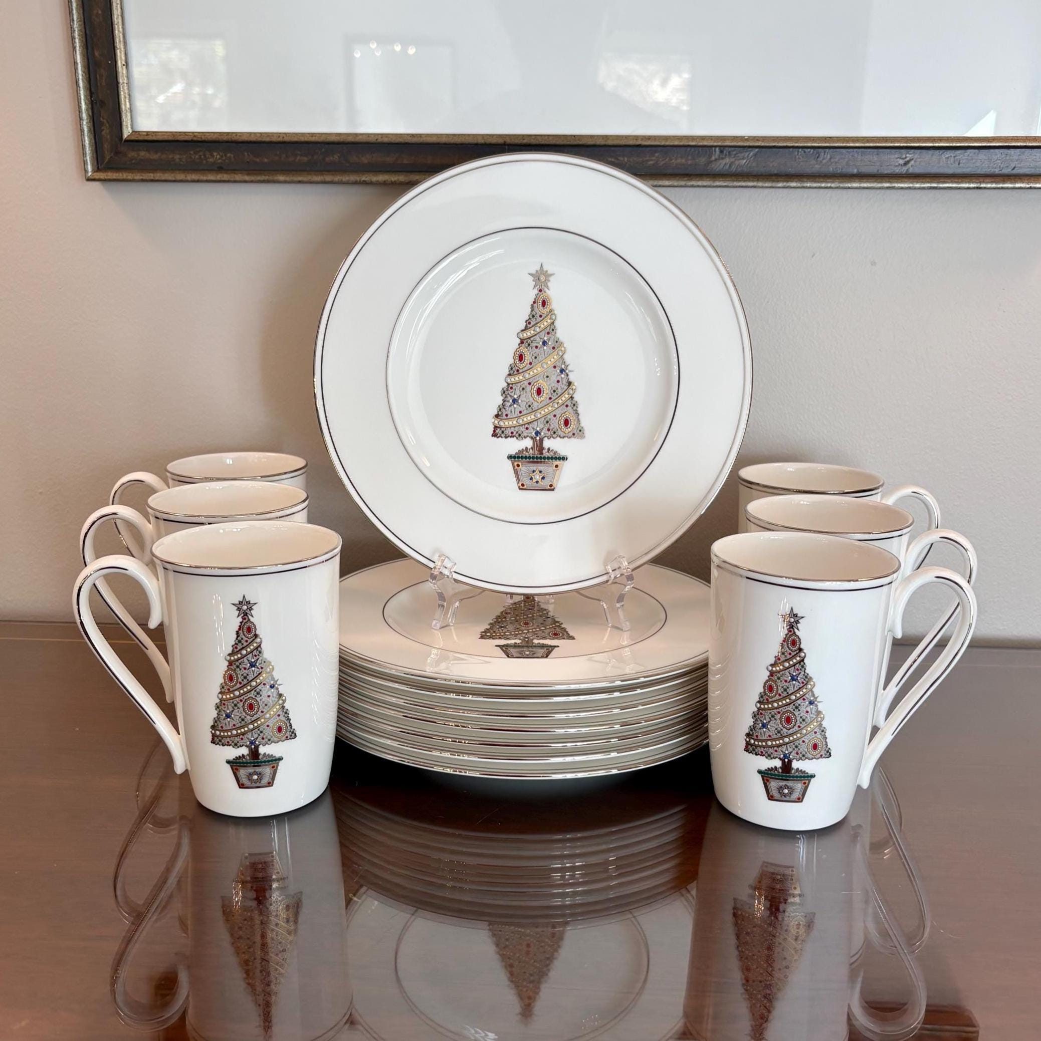 Federal Platinum Christmas by Lenox: Vintage Bone China Plates and