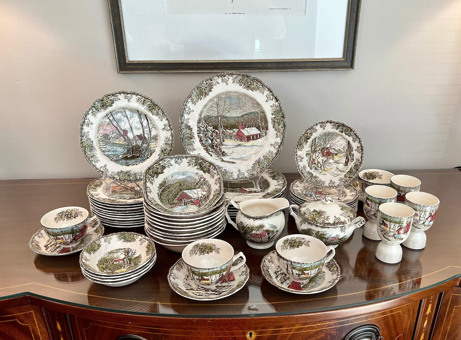 The Friendly Village by Johnson Brothers / Made in England / Egg Cups / Plates / Bowls / Teacups ...