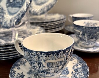 Coaching Scenes Blue by Johnson Brothers: Vintage English