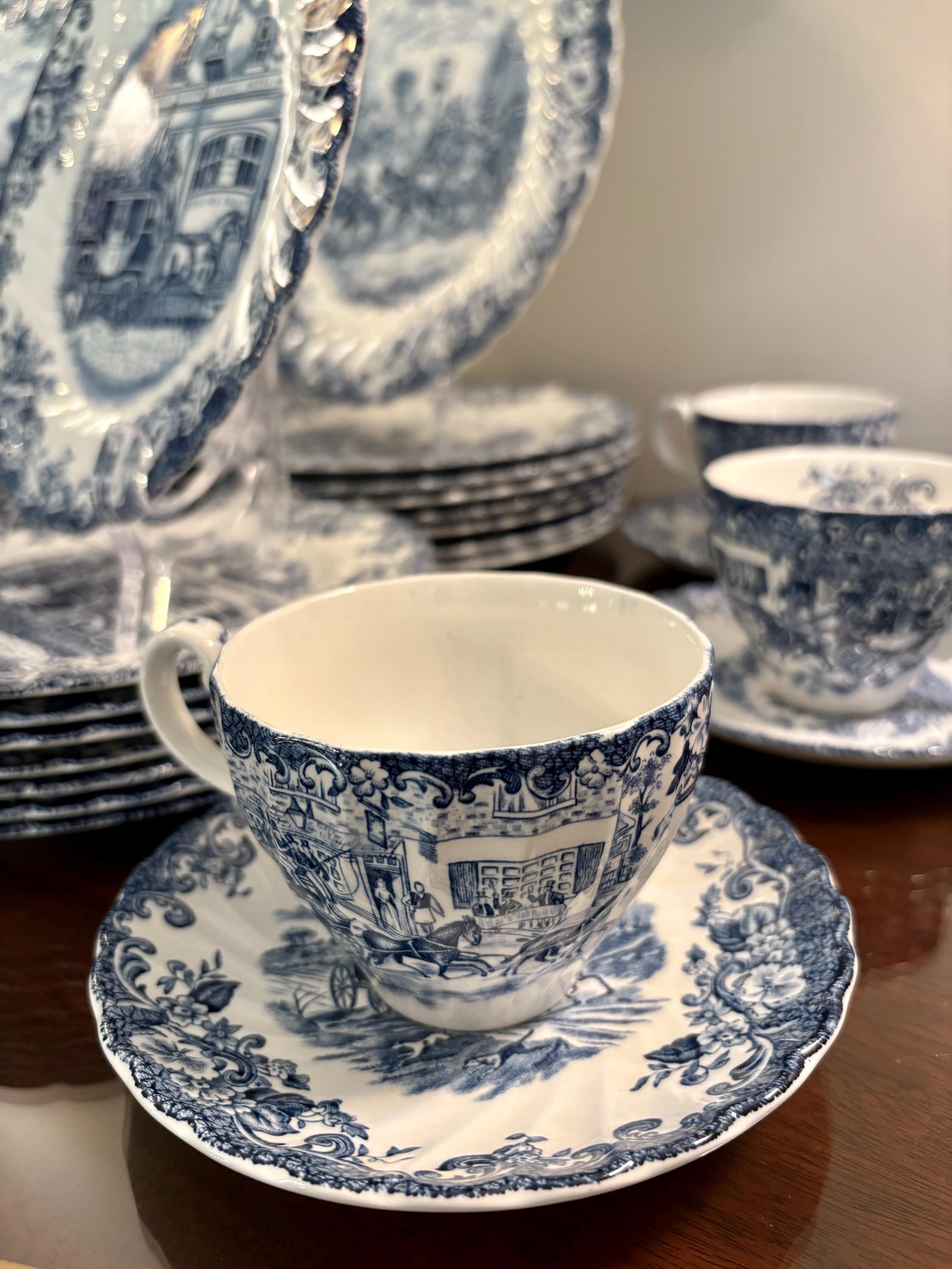 Coaching Scenes Blue by Johnson Brothers: Vintage English