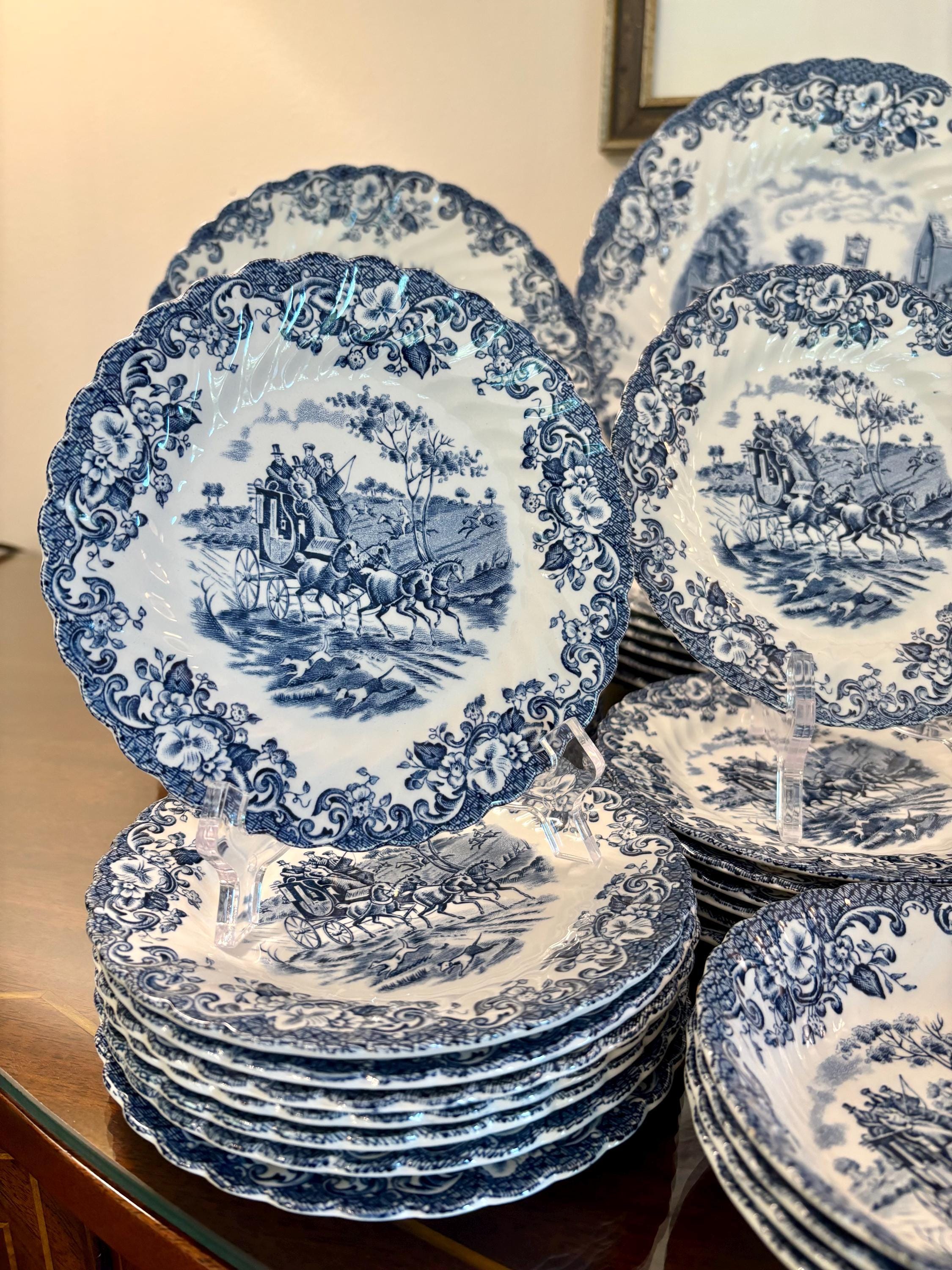 Coaching Scenes Blue by Johnson Brothers: Vintage English