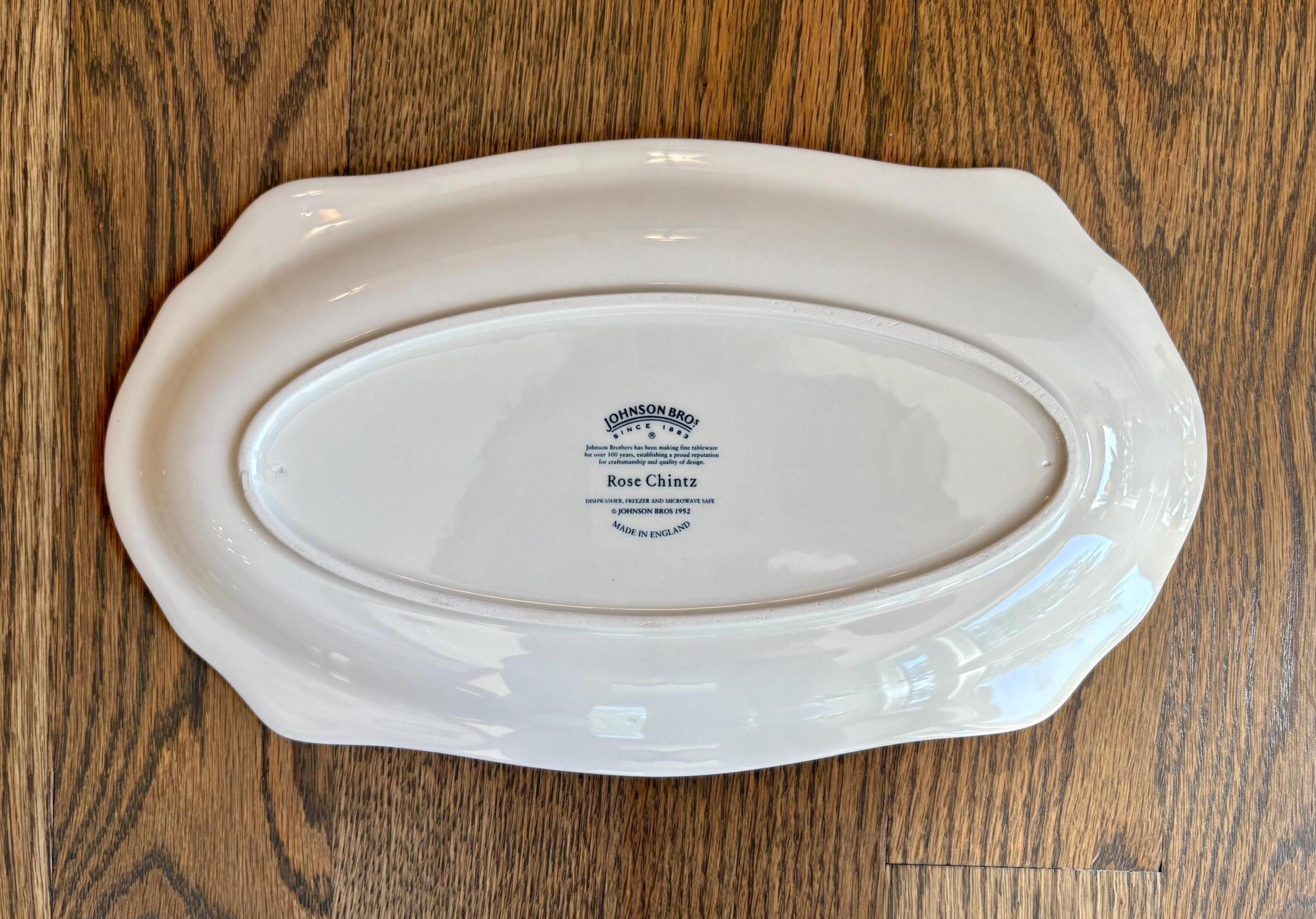 ▼JOHNSON BROTHERS　ローズチンツ　プレート　5枚セット　箱付き Beautiful Johnson Brothers Rose Chintz Huge Dinnerware Set Vintage