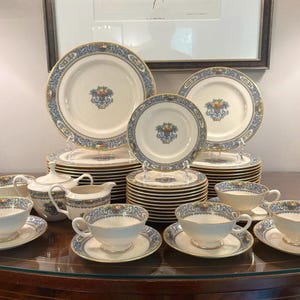 Herfst (gouden achterkant) van Lenox: borden / theekopjes / suikerpot / creamer / vintage servies / serviesgoed